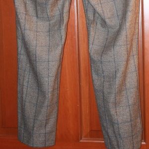 Theory Pants - Grey Dress Pants With Blue Checker Stripes Theory Pants - Grey Dress Pants With Blue Checker Stripes